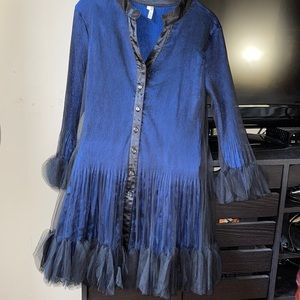 Lindi Beautiful black tule & blue  ruffle dress